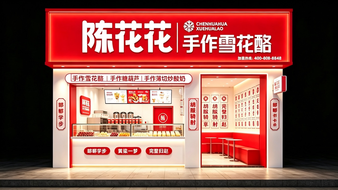 陈花花雪花酪标准门店门头效果图——最新定版门头，按图施工开业即标准